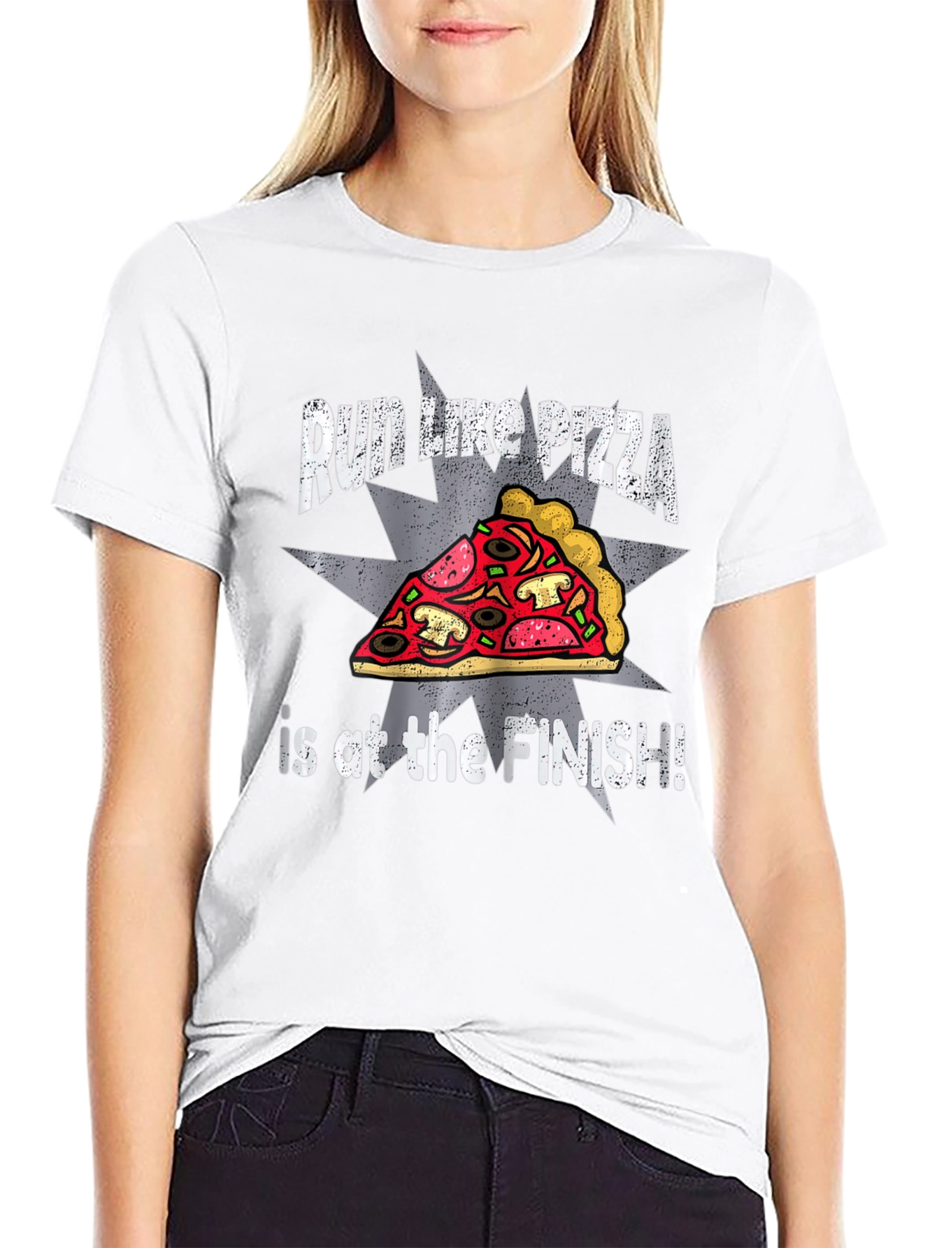 Run Like Pizza Funny Graphic T-Shirt