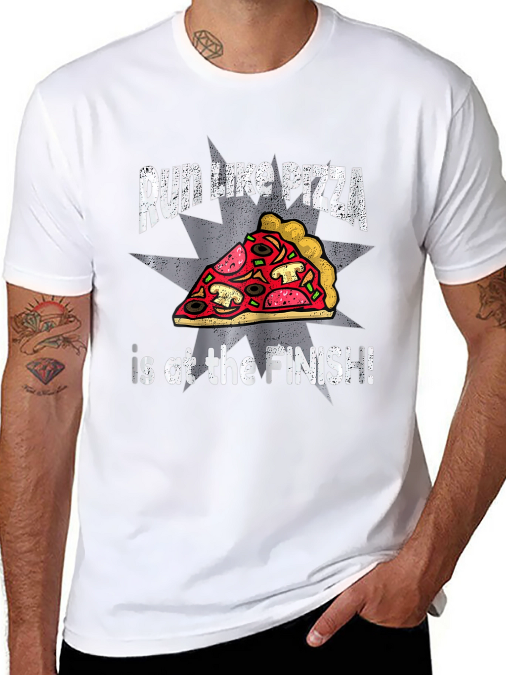 Run Like Pizza Funny Graphic T-Shirt
