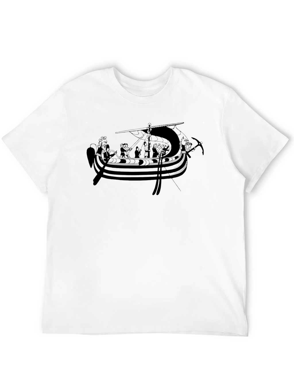 Viking Ship Graphic Tee - Black Cotton Blend