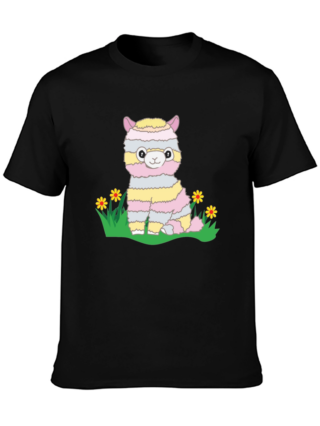 Cute Llama T-Shirt - Striped Alpaca Graphic Tee