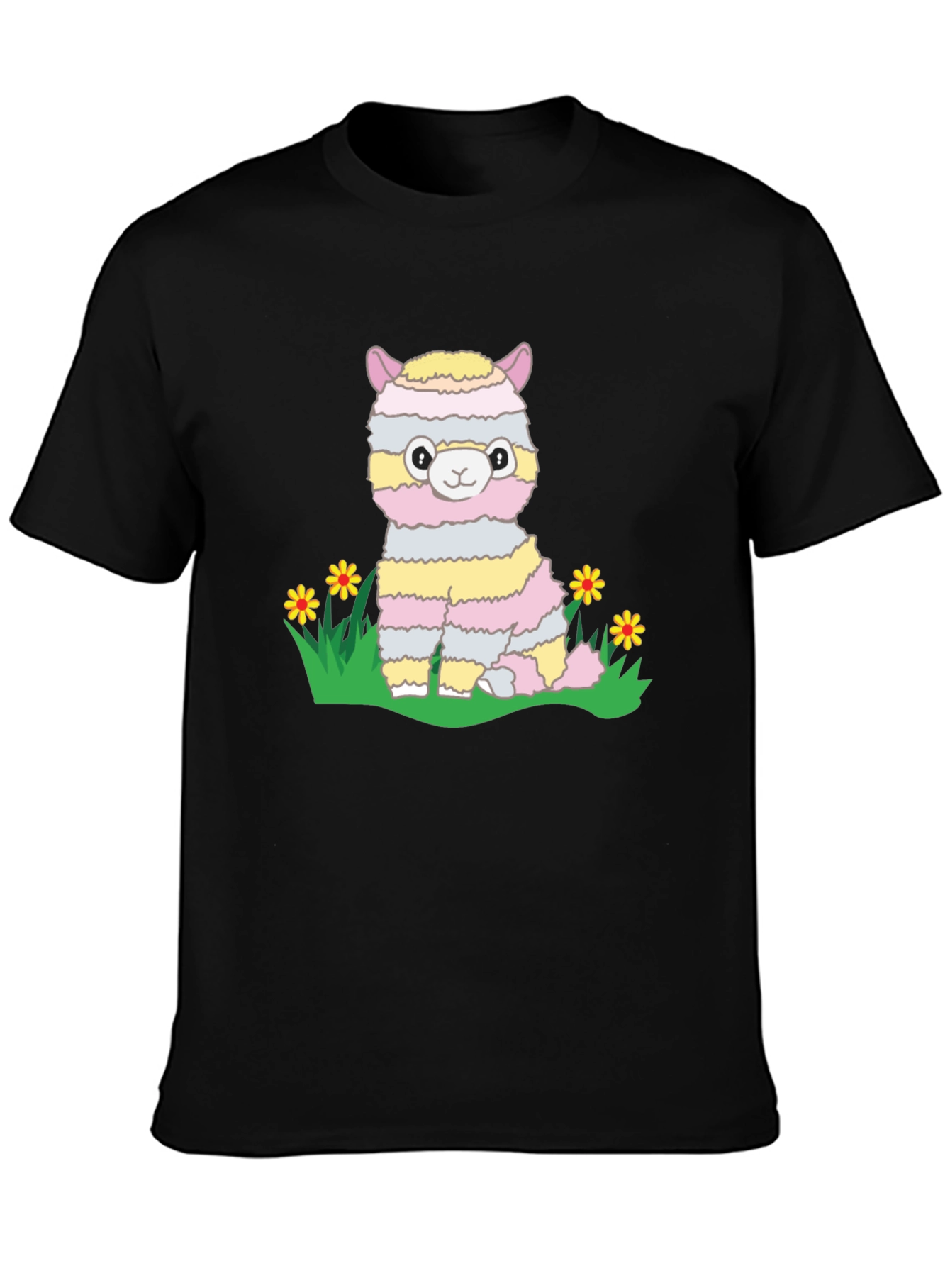 Cute Llama T-Shirt - Striped Alpaca Graphic Tee