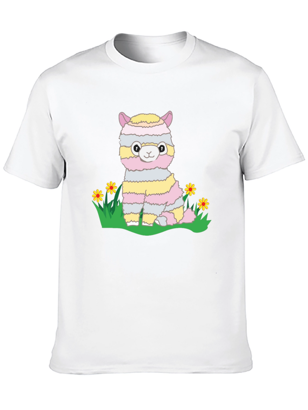 Cute Llama T-Shirt - Striped Alpaca Graphic Tee