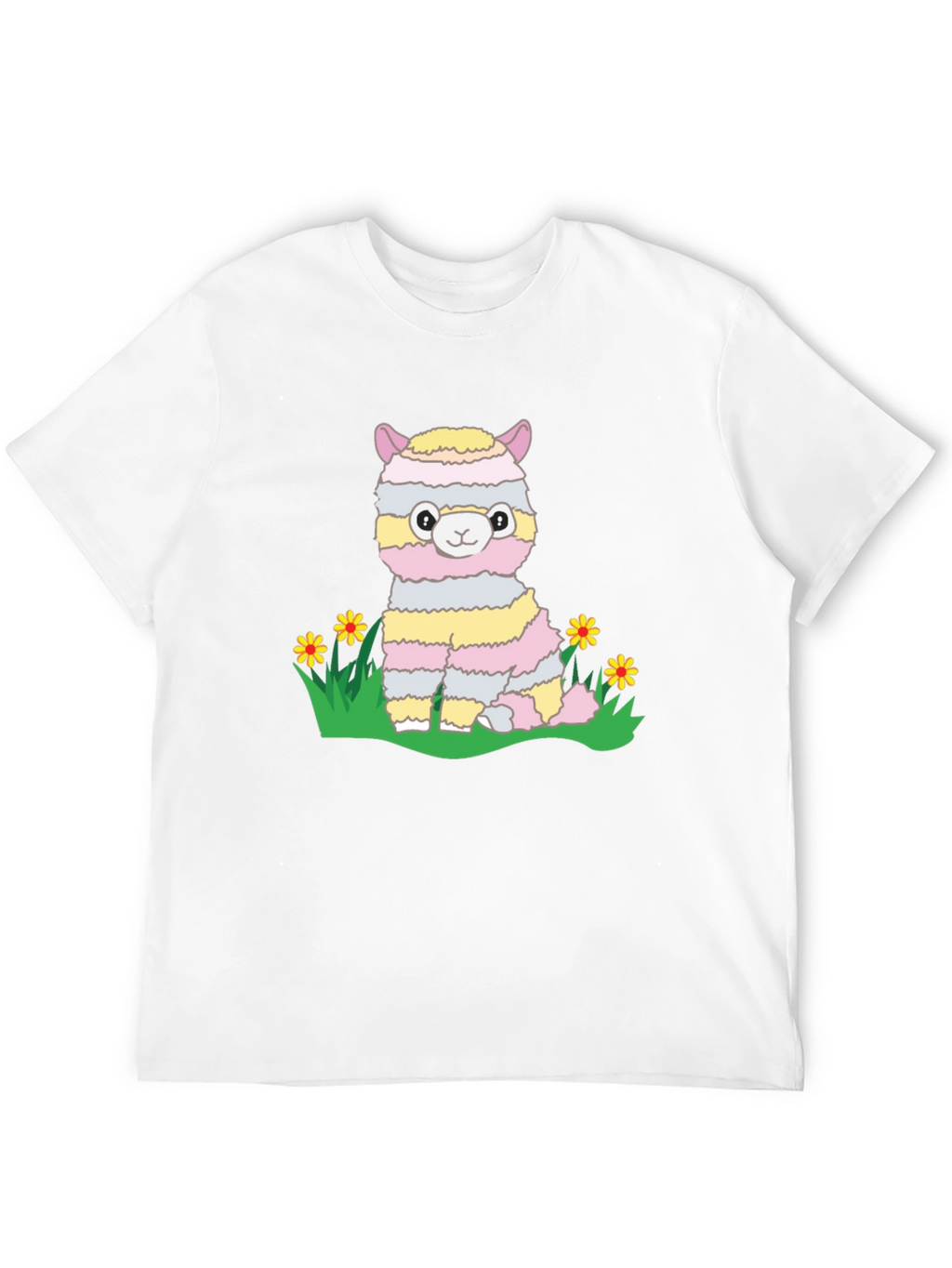 Cute Llama T-Shirt - Striped Alpaca Graphic Tee