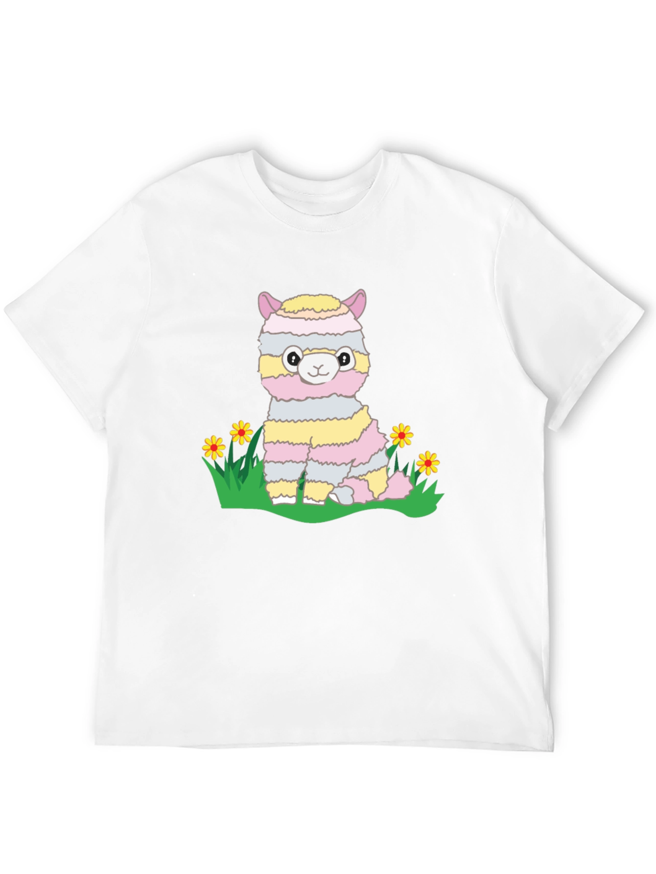 Cute Llama T-Shirt - Striped Alpaca Graphic Tee