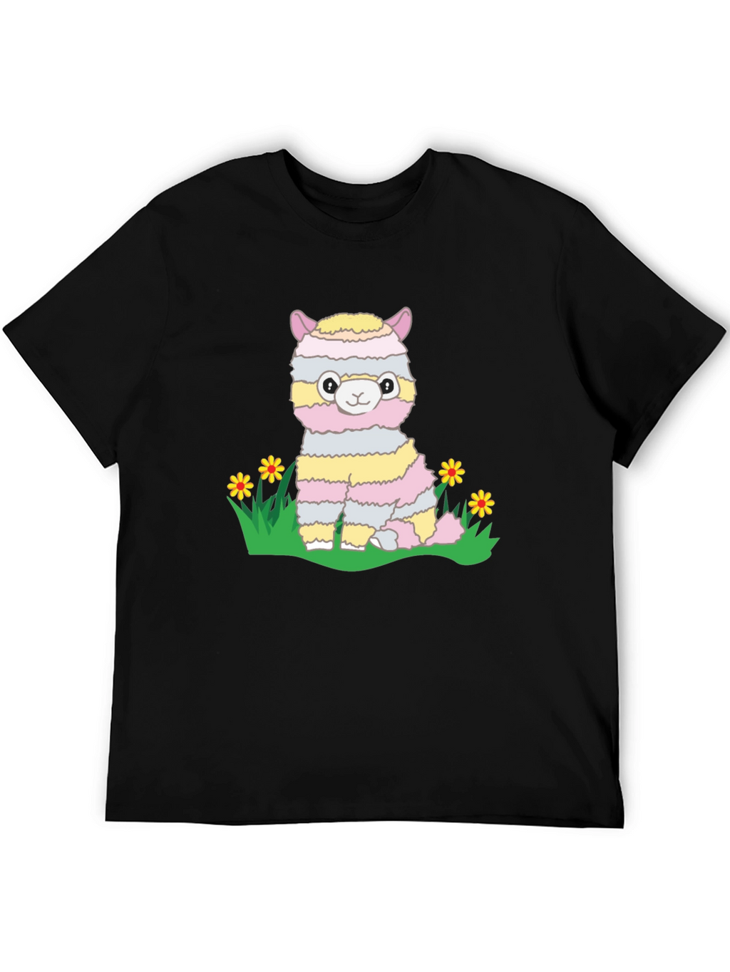 Cute Llama T-Shirt - Striped Alpaca Graphic Tee