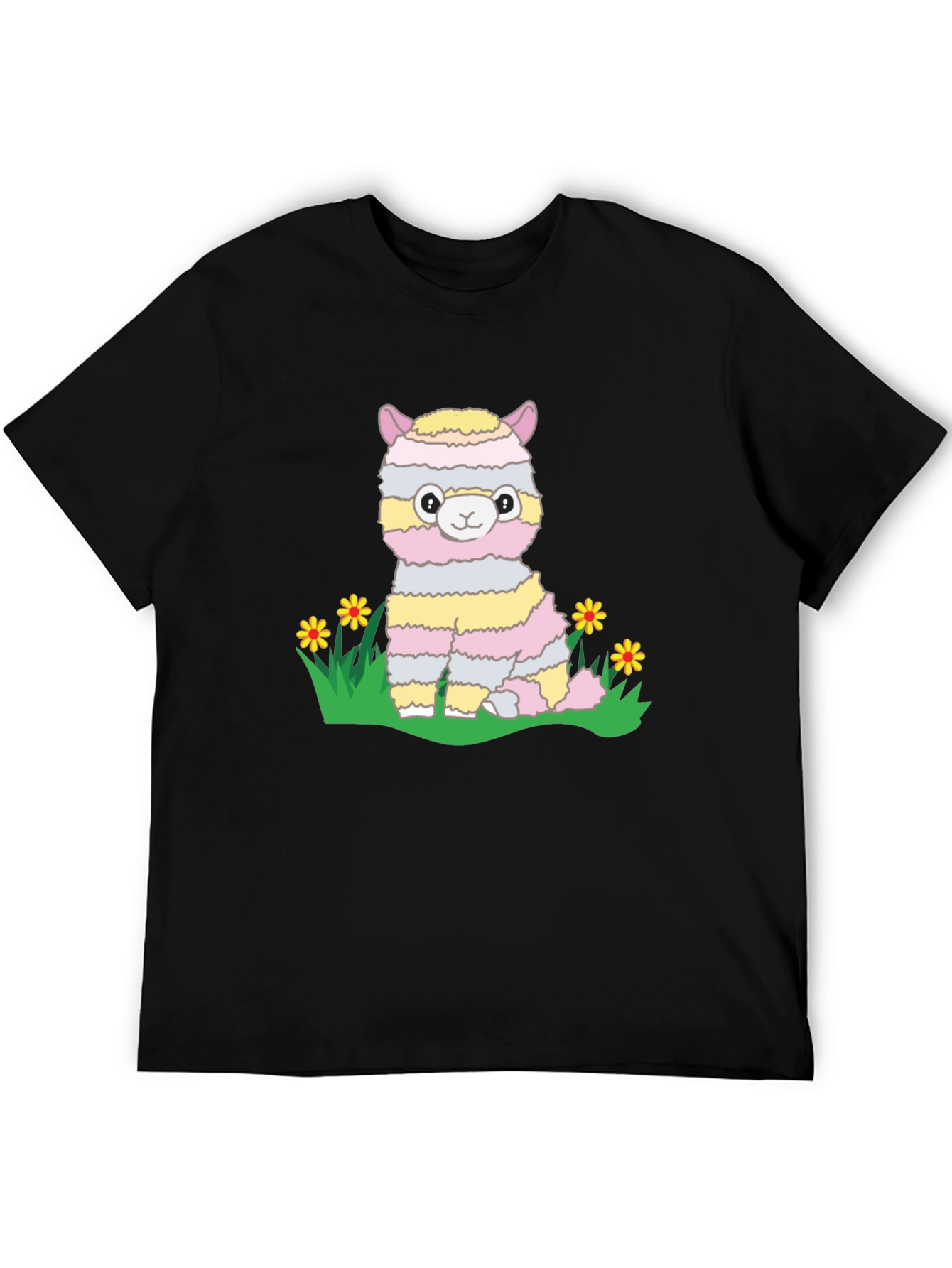 Cute Llama T-Shirt - Striped Alpaca Graphic Tee