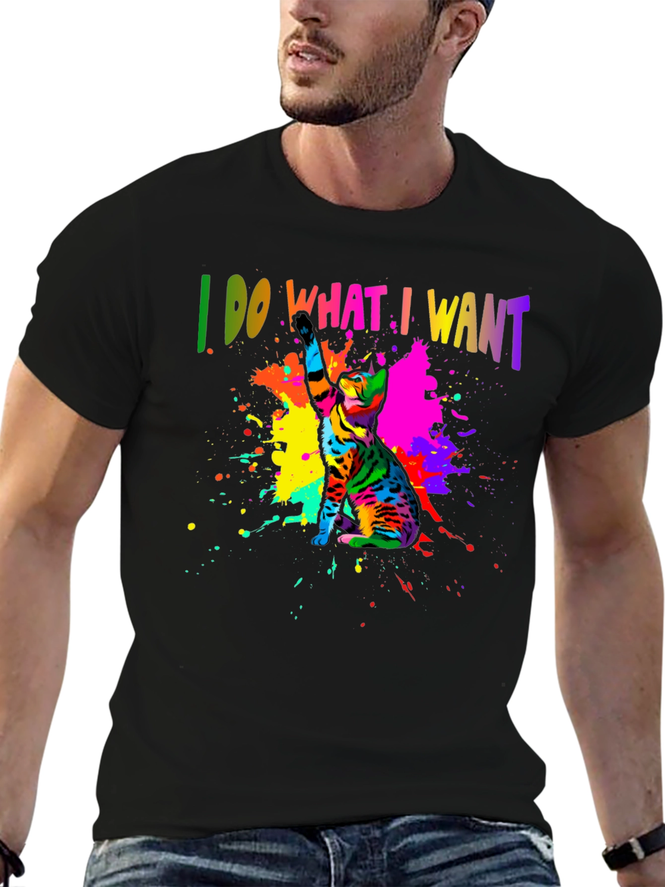 I Do What I Want Colorful Cat T-Shirt