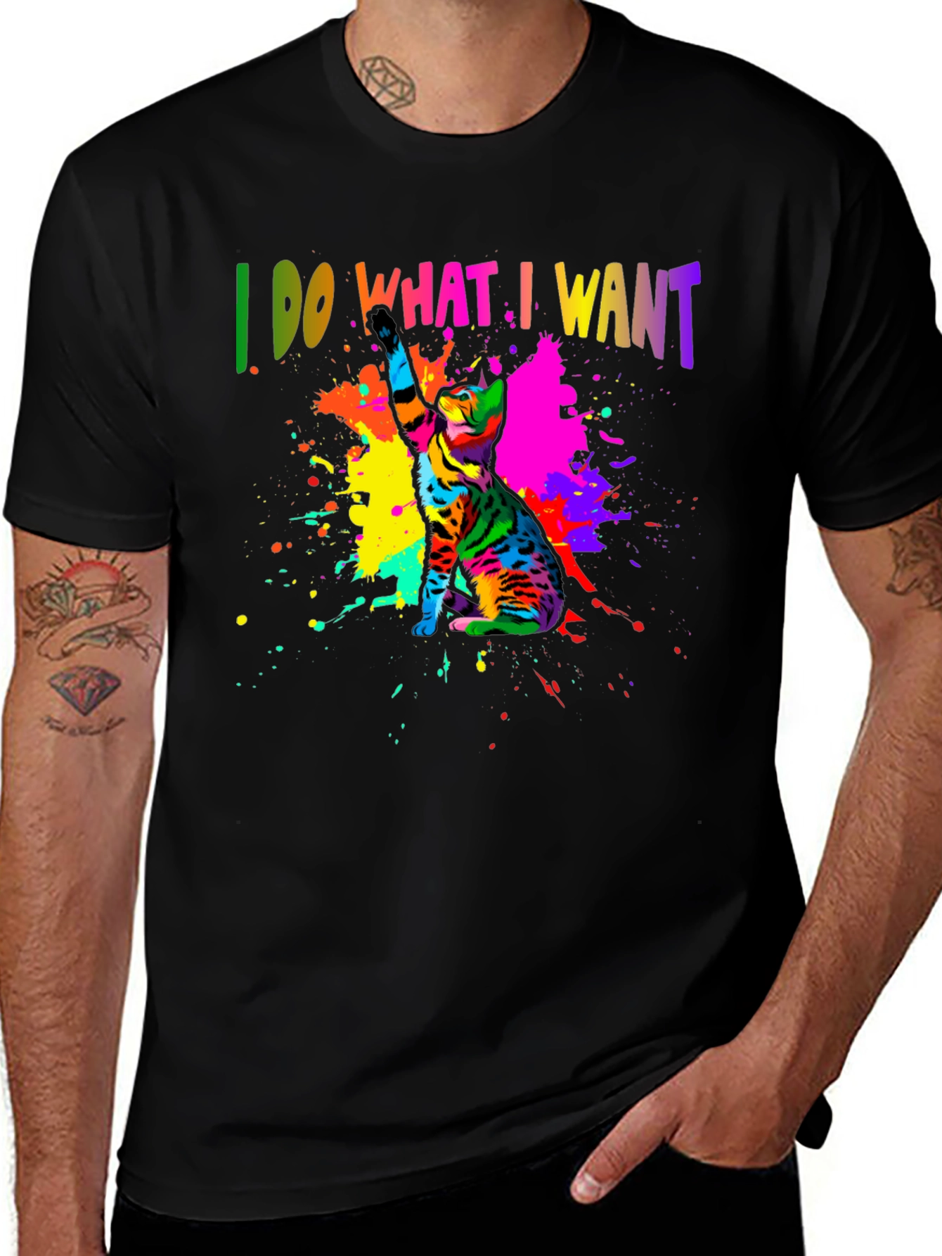 I Do What I Want Colorful Cat T-Shirt