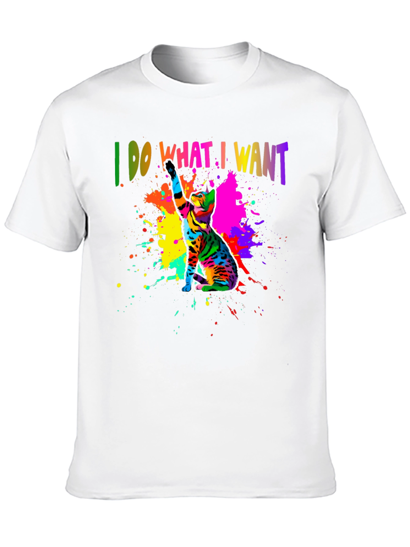 I Do What I Want Colorful Cat T-Shirt
