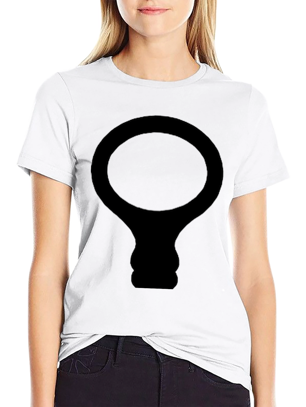 Black T-Shirt with Abstract Light Bulb Design