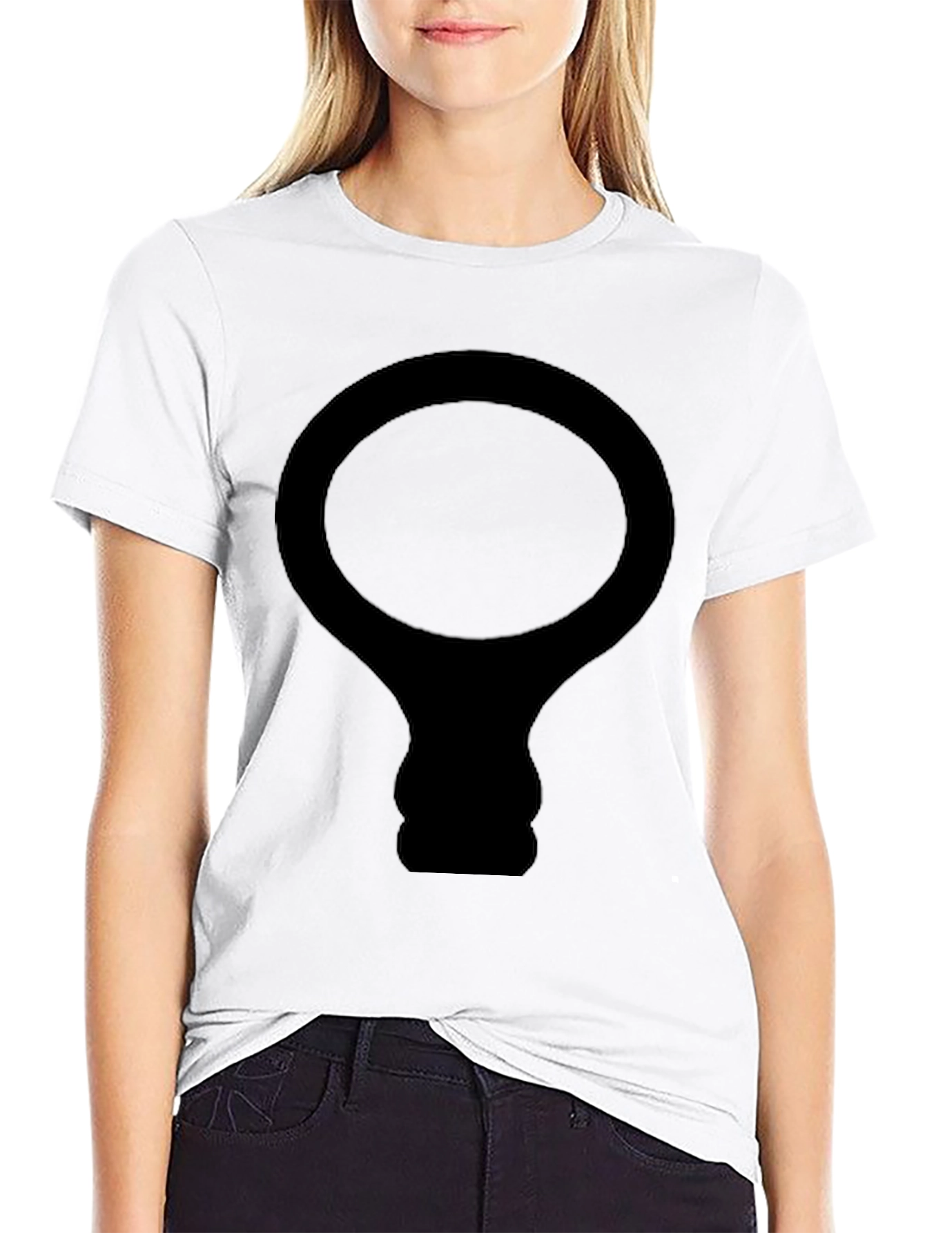 Black T-Shirt with Abstract Light Bulb Design