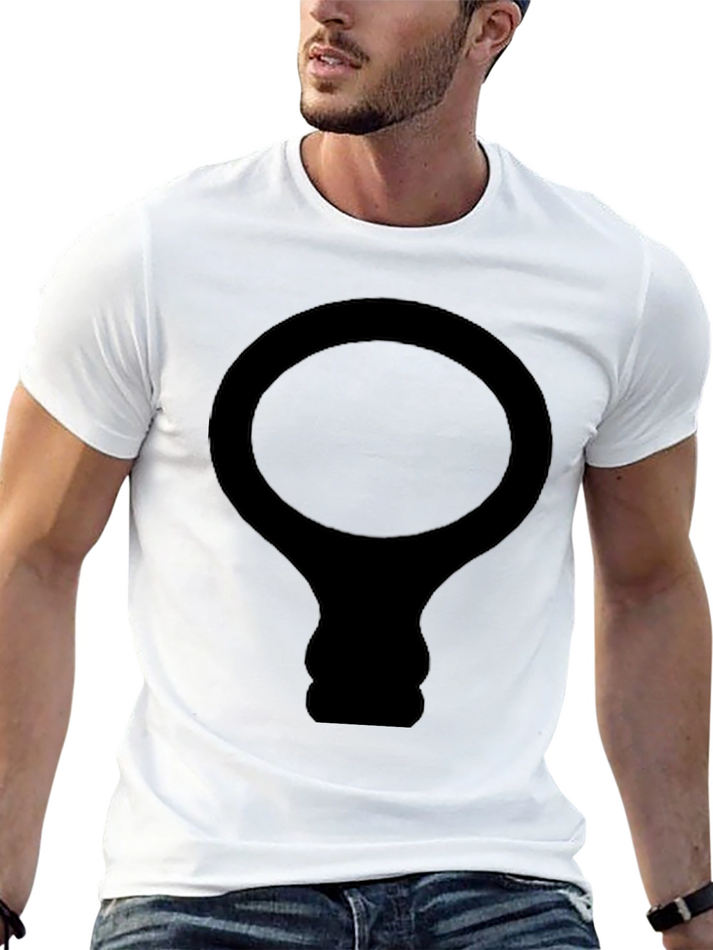 Black T-Shirt with Abstract Light Bulb Design