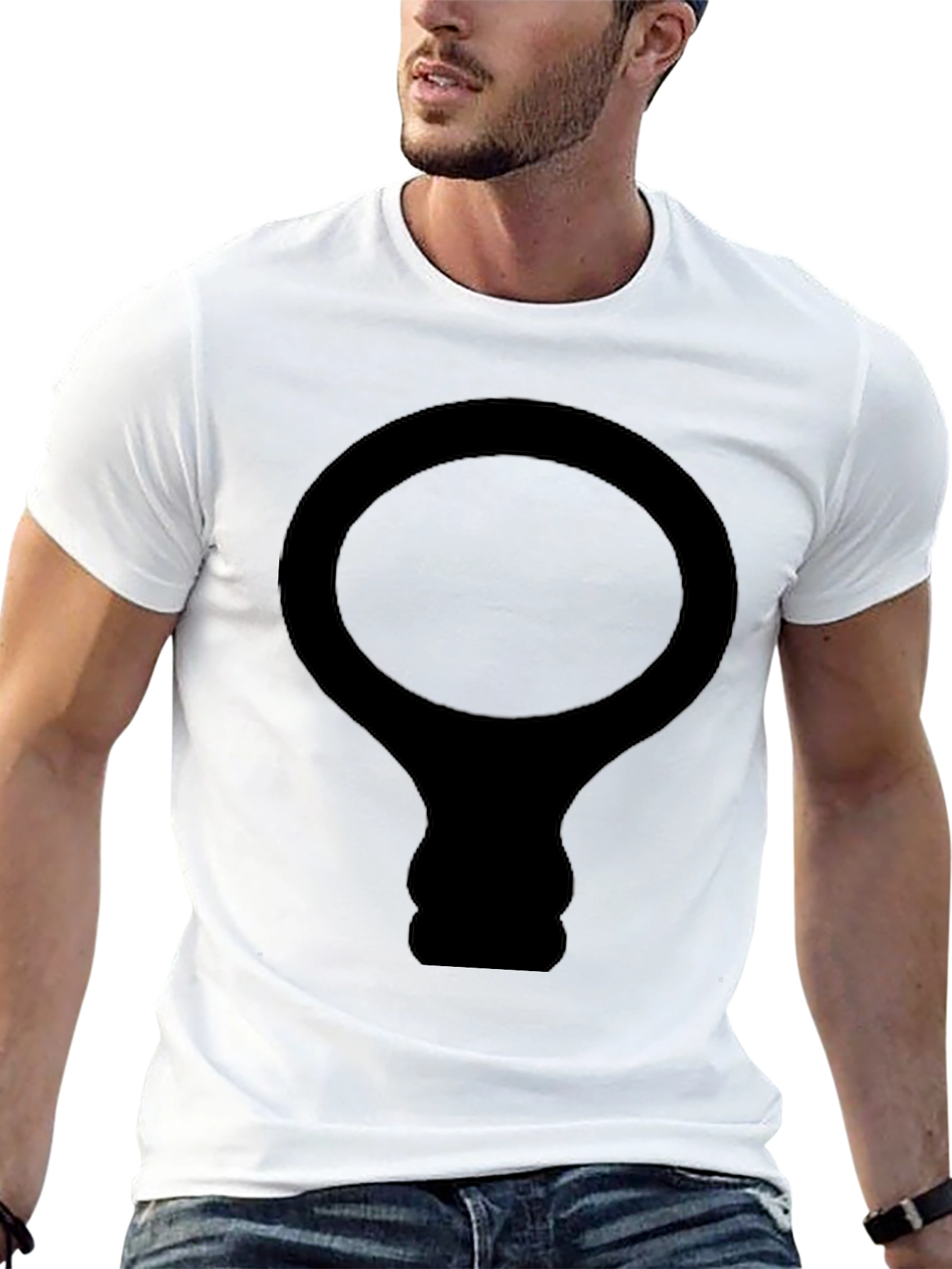 Black T-Shirt with Abstract Light Bulb Design