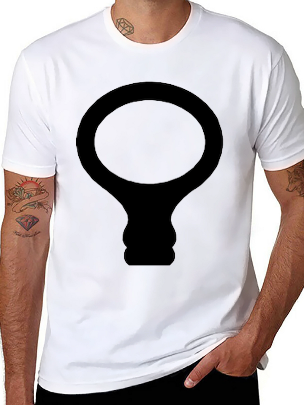 Black T-Shirt with Abstract Light Bulb Design