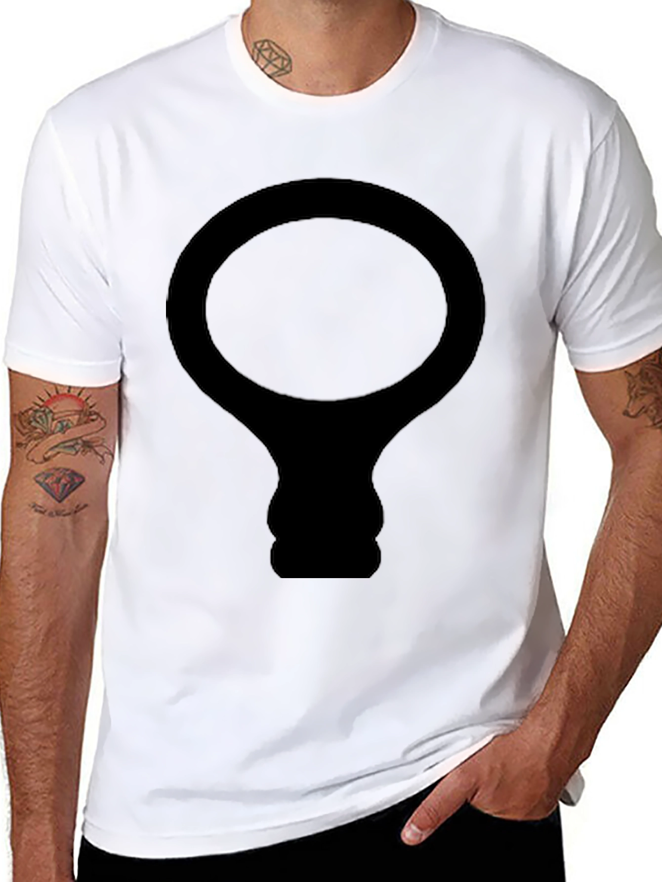 Black T-Shirt with Abstract Light Bulb Design