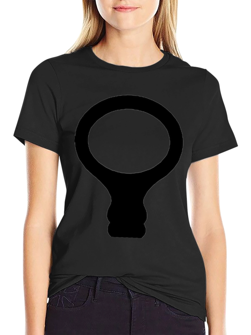 Black T-Shirt with Abstract Light Bulb Design