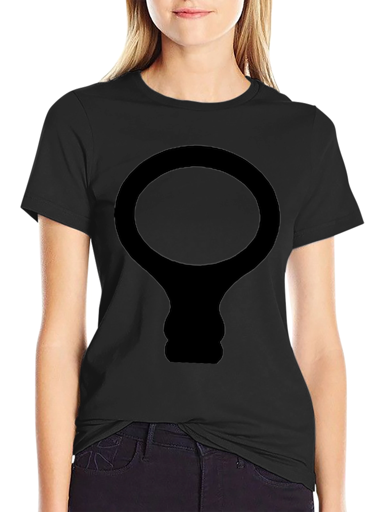 Black T-Shirt with Abstract Light Bulb Design