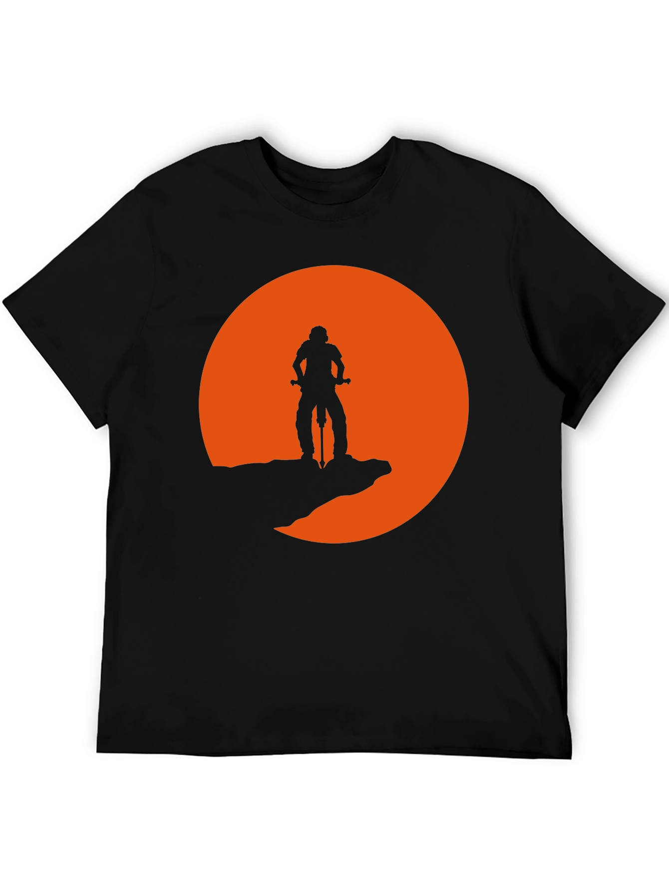 Mountain Biker Silhouette Graphic Tee - Black
