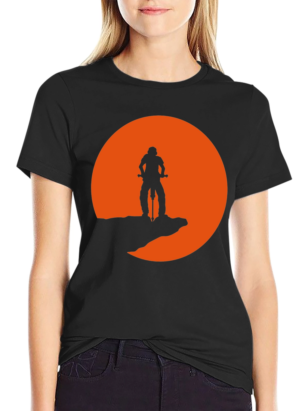 Mountain Biker Silhouette Graphic Tee - Black