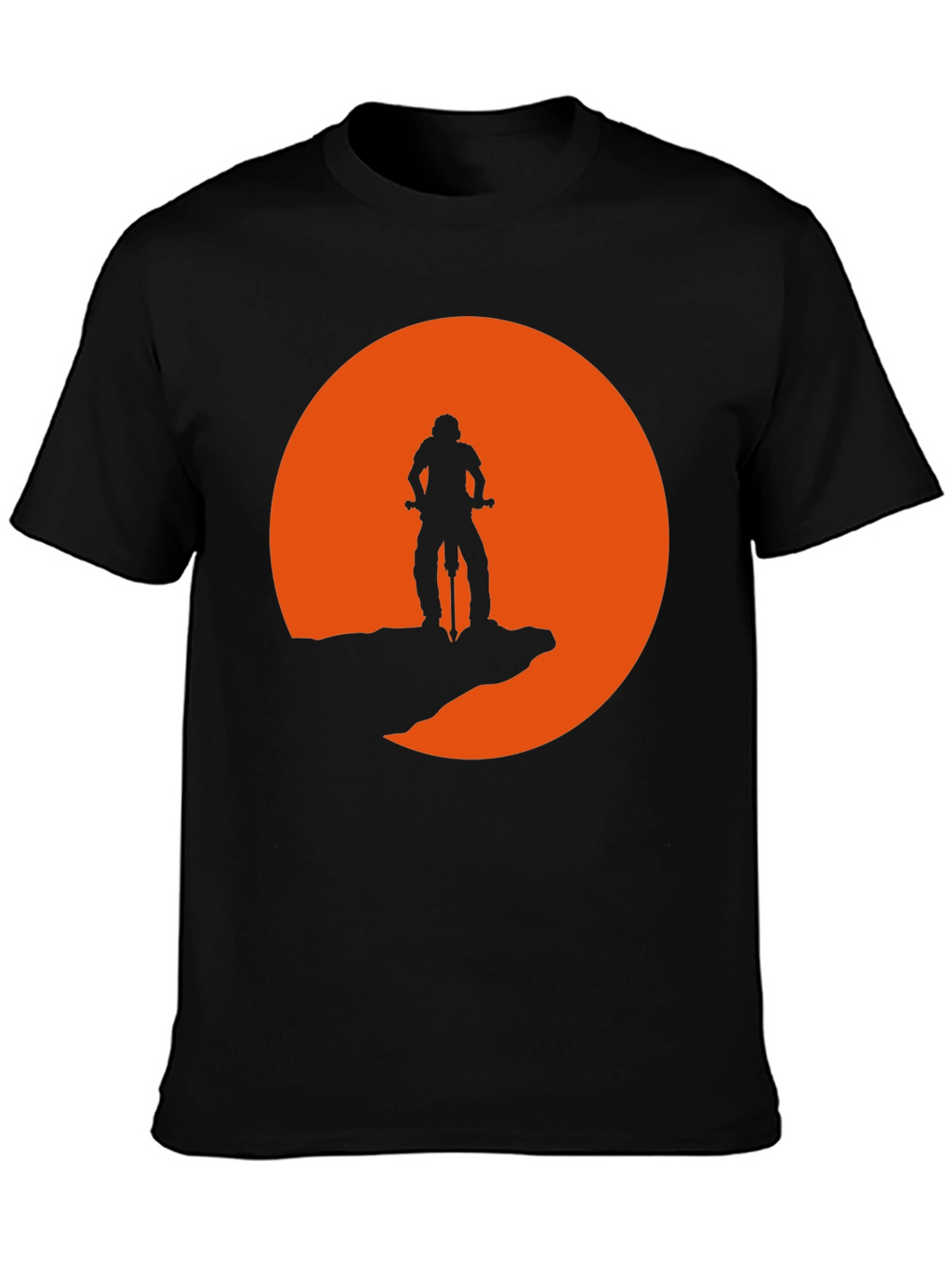 Mountain Biker Silhouette Graphic Tee - Black
