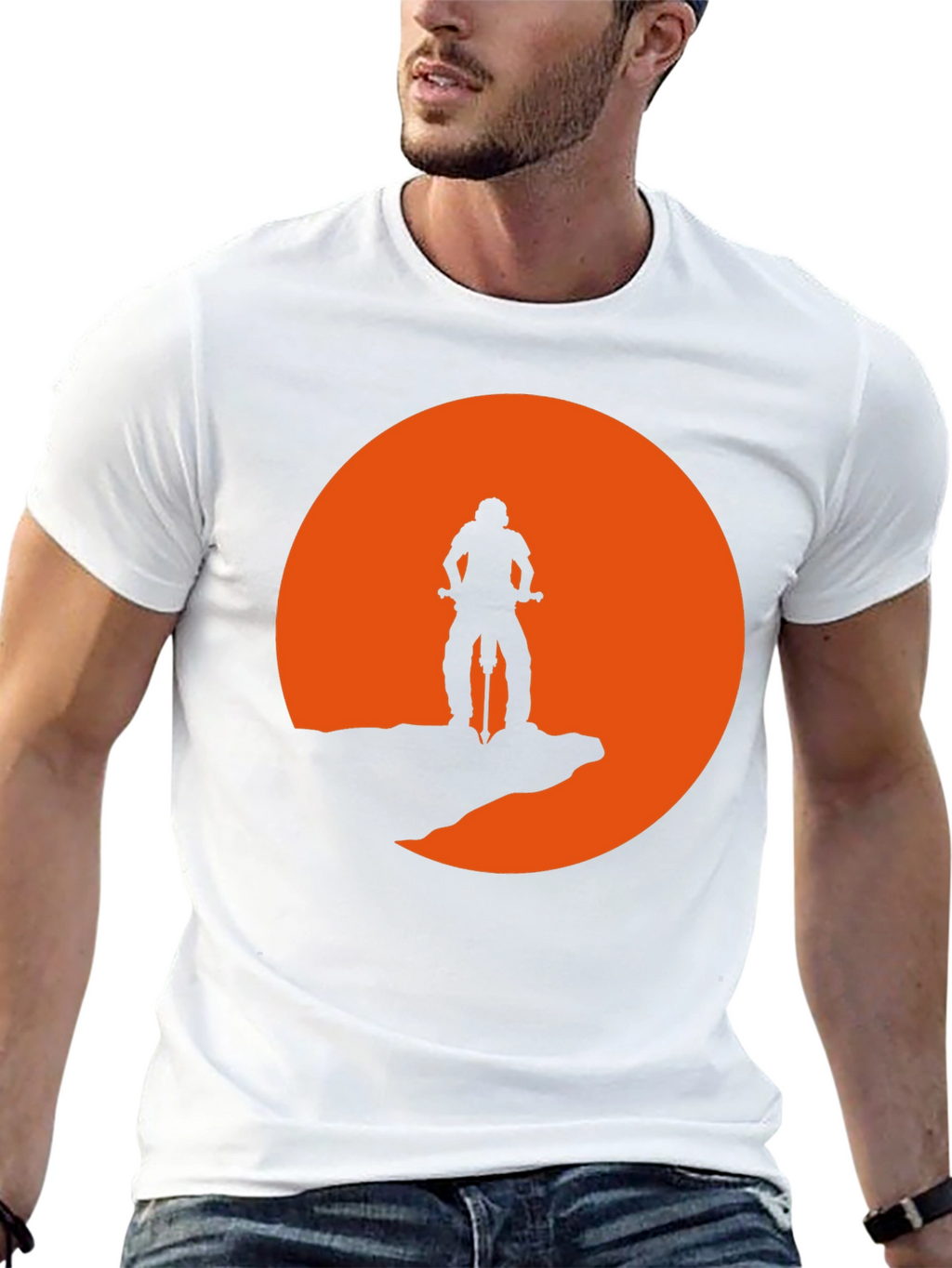 Mountain Biker Silhouette Graphic Tee - Black