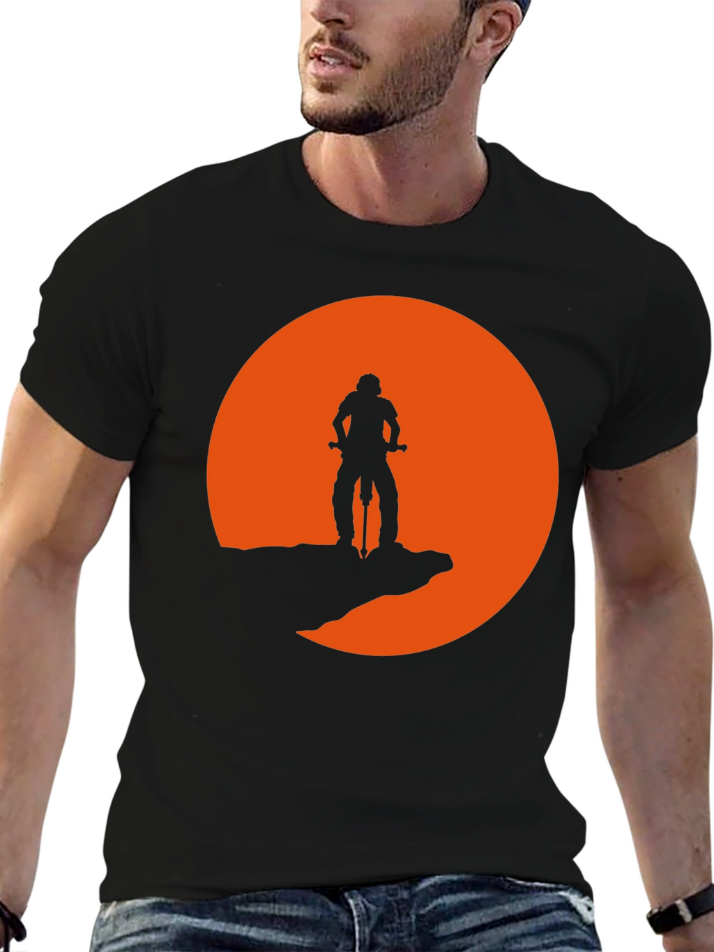 Mountain Biker Silhouette Graphic Tee - Black