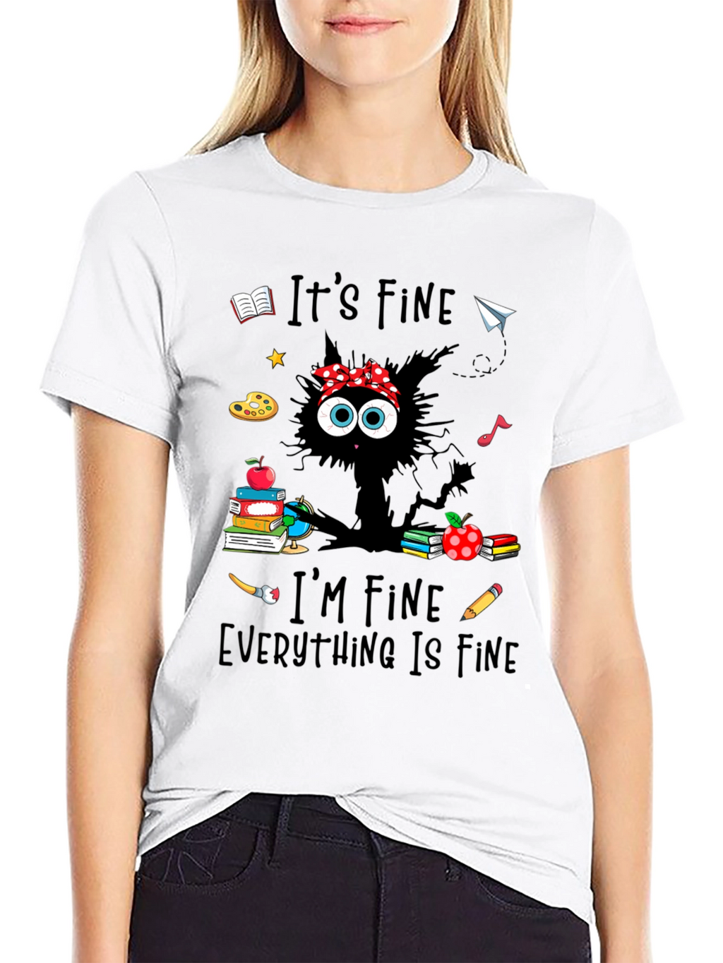 Its Fine Teacher Cat T-Shirt