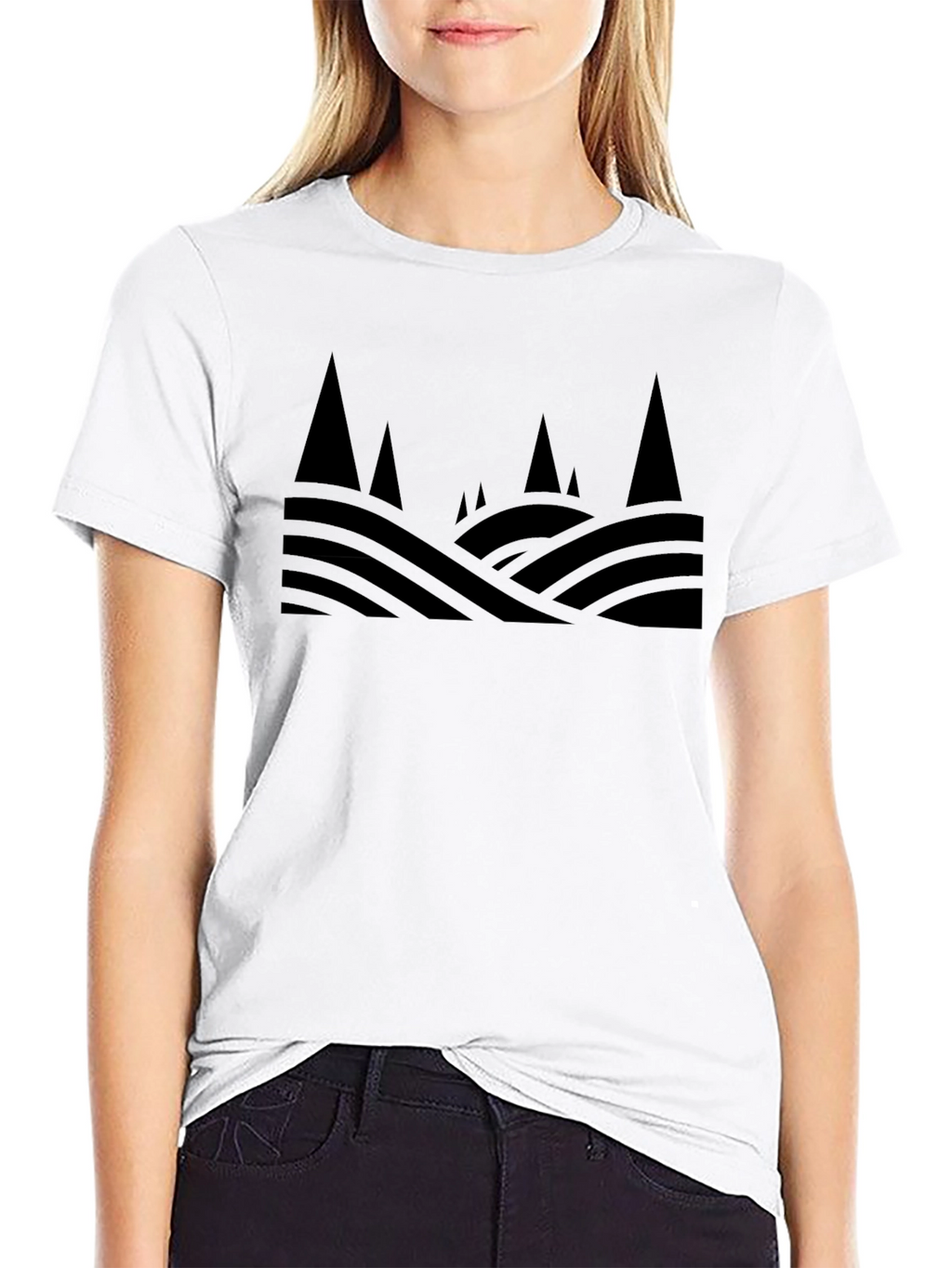 Mens Black Geometric Landscape Tee
