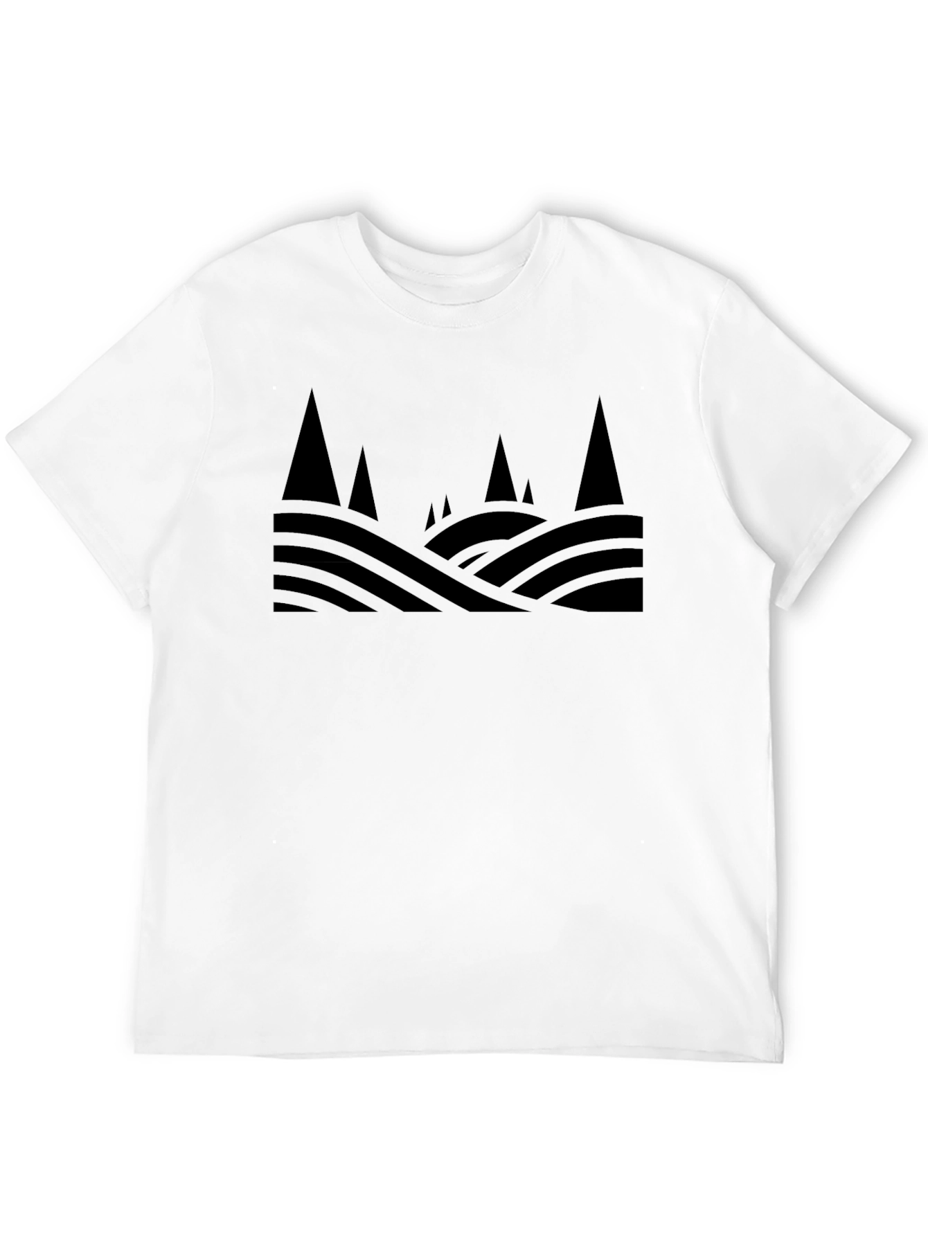 Mens Black Geometric Landscape Tee