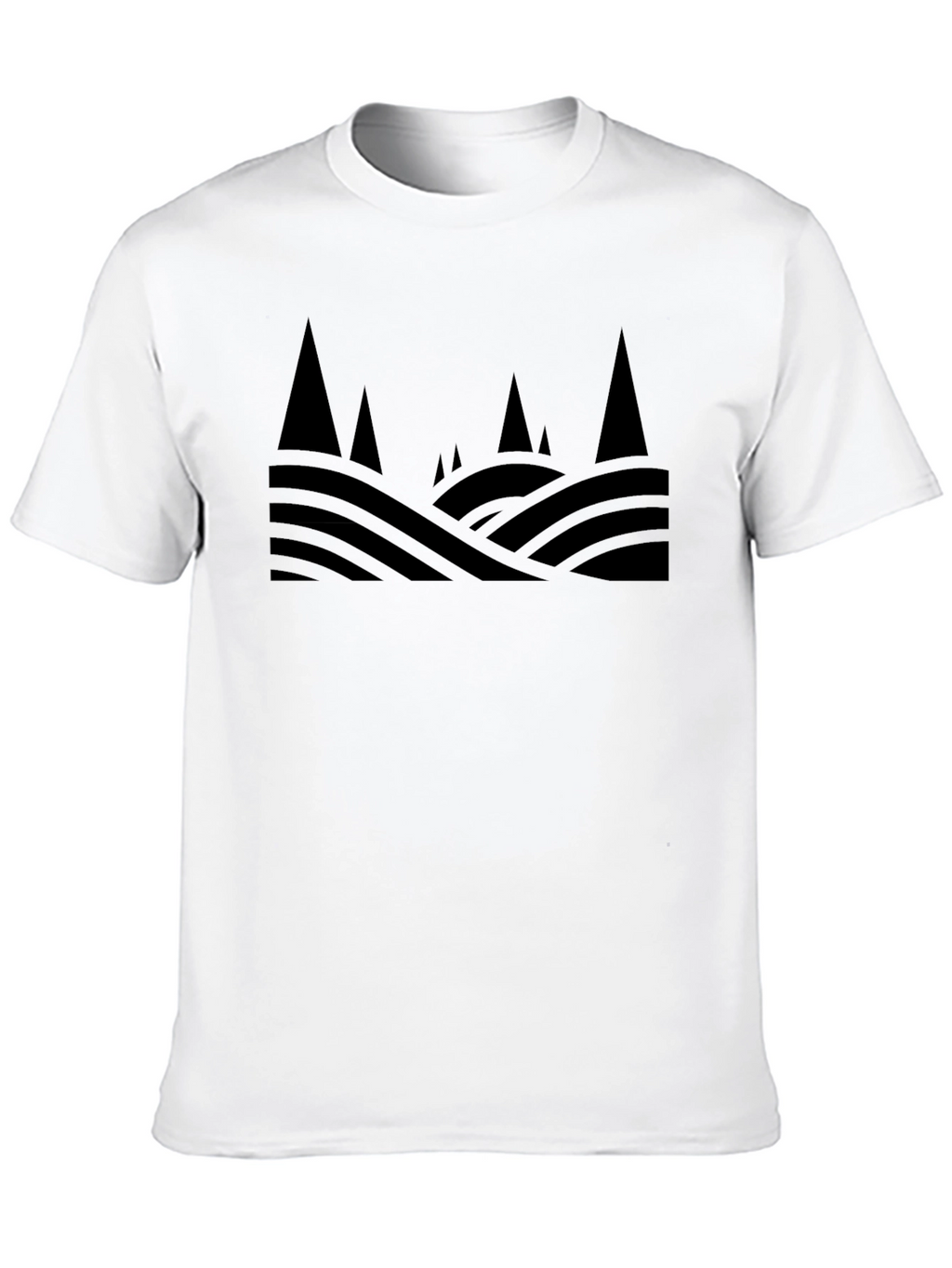 Mens Black Geometric Landscape Tee