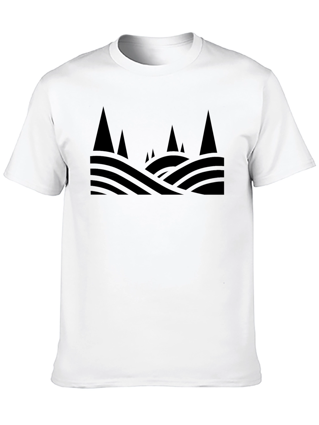 Mens Black Geometric Landscape Tee