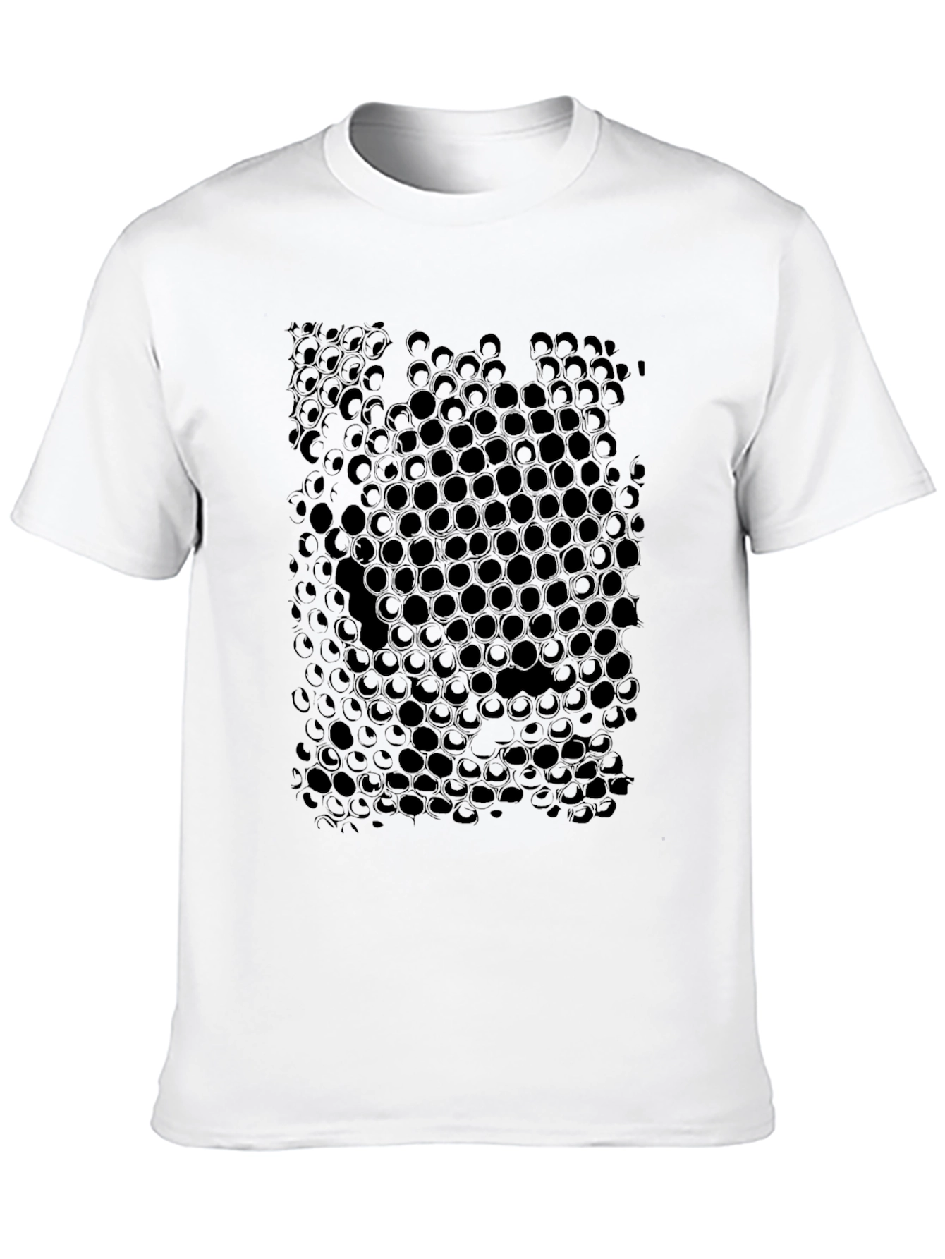Geometric Honeycomb Pattern Black T-Shirt