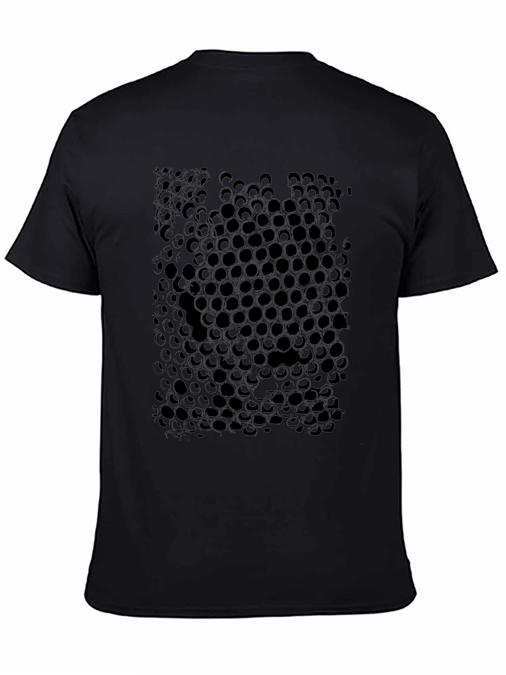 Geometric Honeycomb Pattern Black T-Shirt