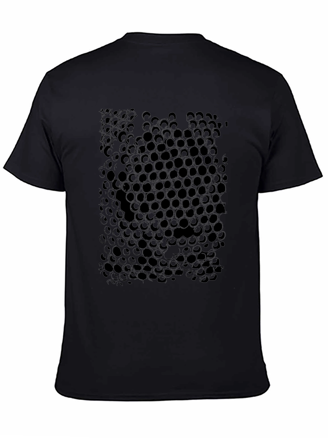 Geometric Honeycomb Pattern Black T-Shirt