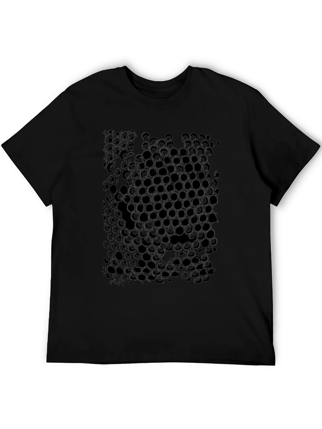 Geometric Honeycomb Pattern Black T-Shirt
