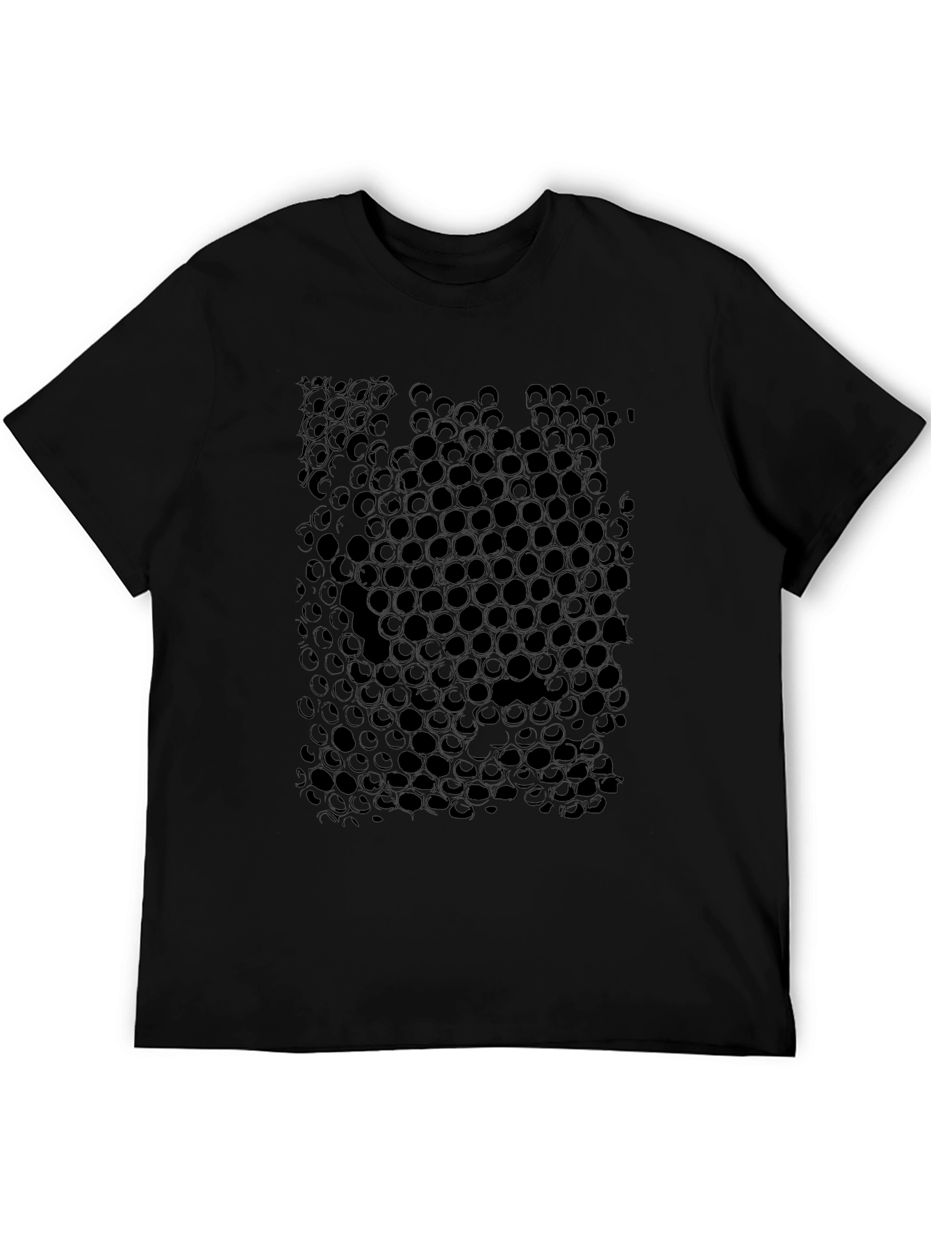 Geometric Honeycomb Pattern Black T-Shirt