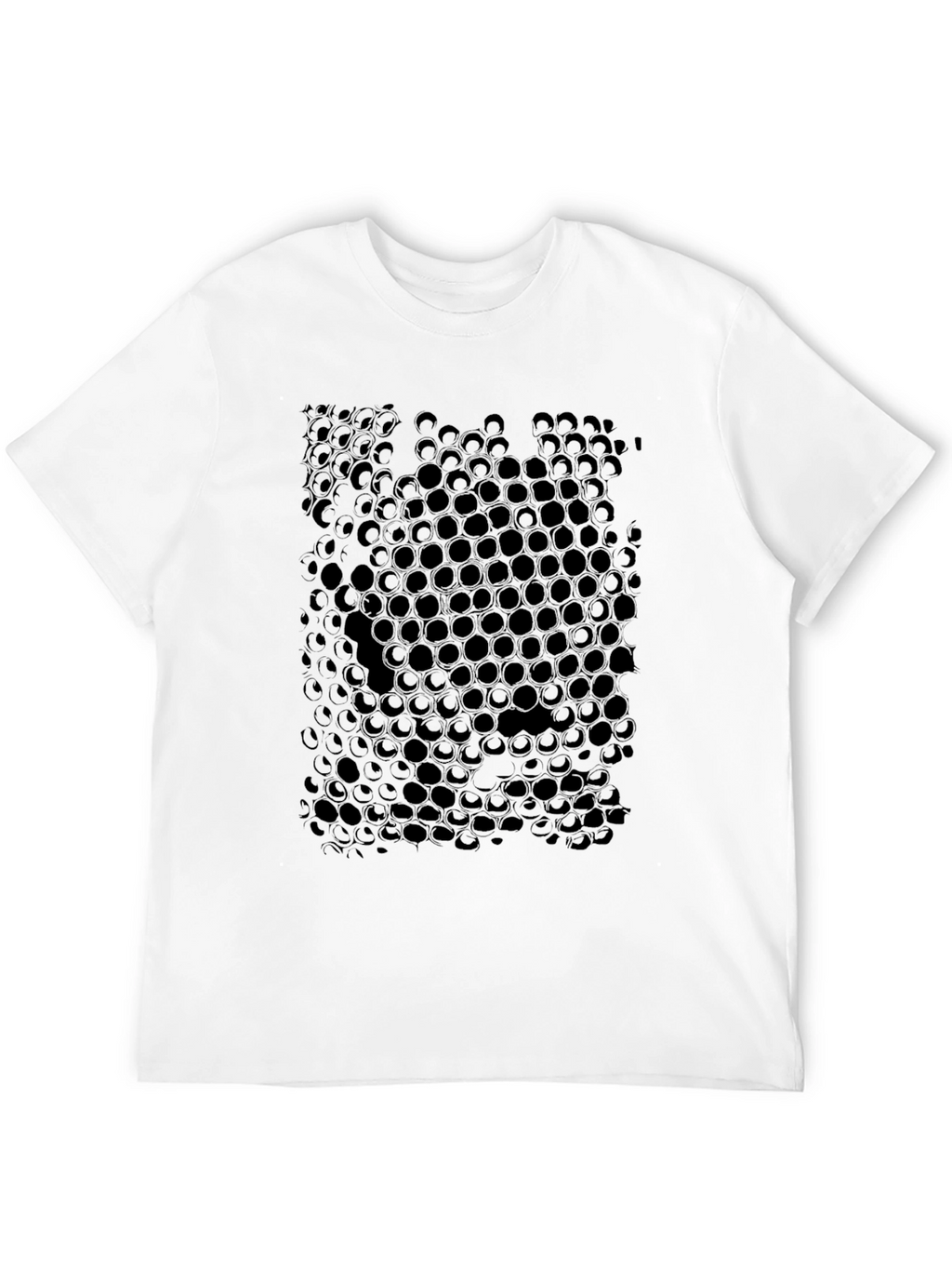Geometric Honeycomb Pattern Black T-Shirt