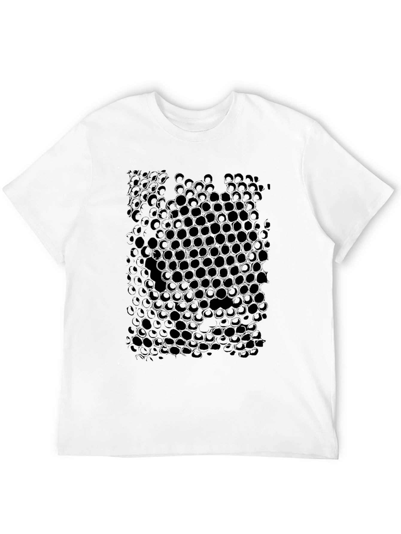 Geometric Honeycomb Pattern Black T-Shirt