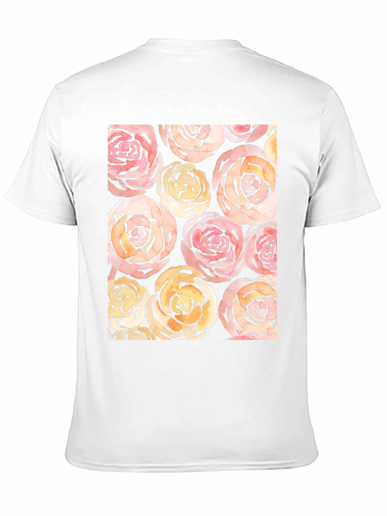 Floral Roses Print Black T-Shirt