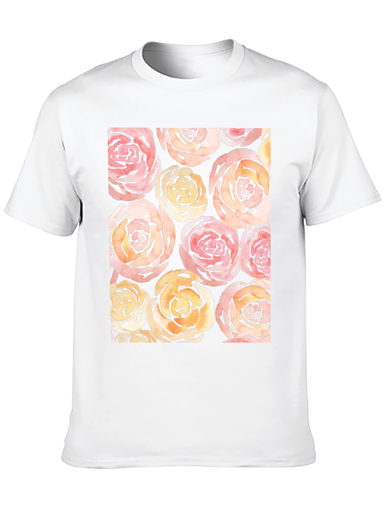 Floral Roses Print Black T-Shirt