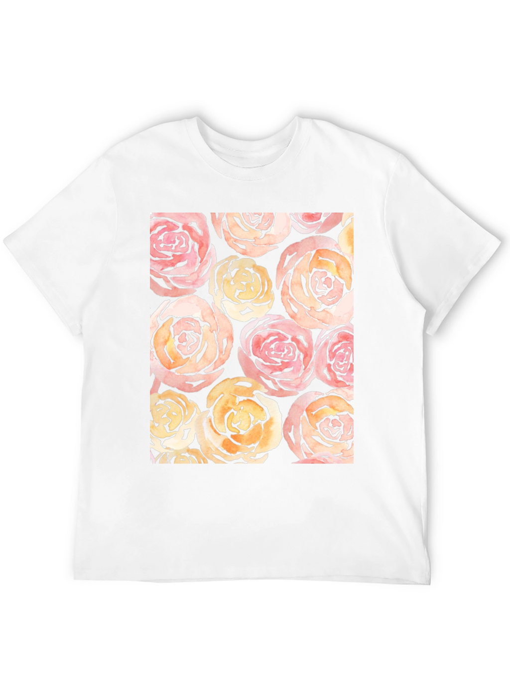 Floral Roses Print Black T-Shirt