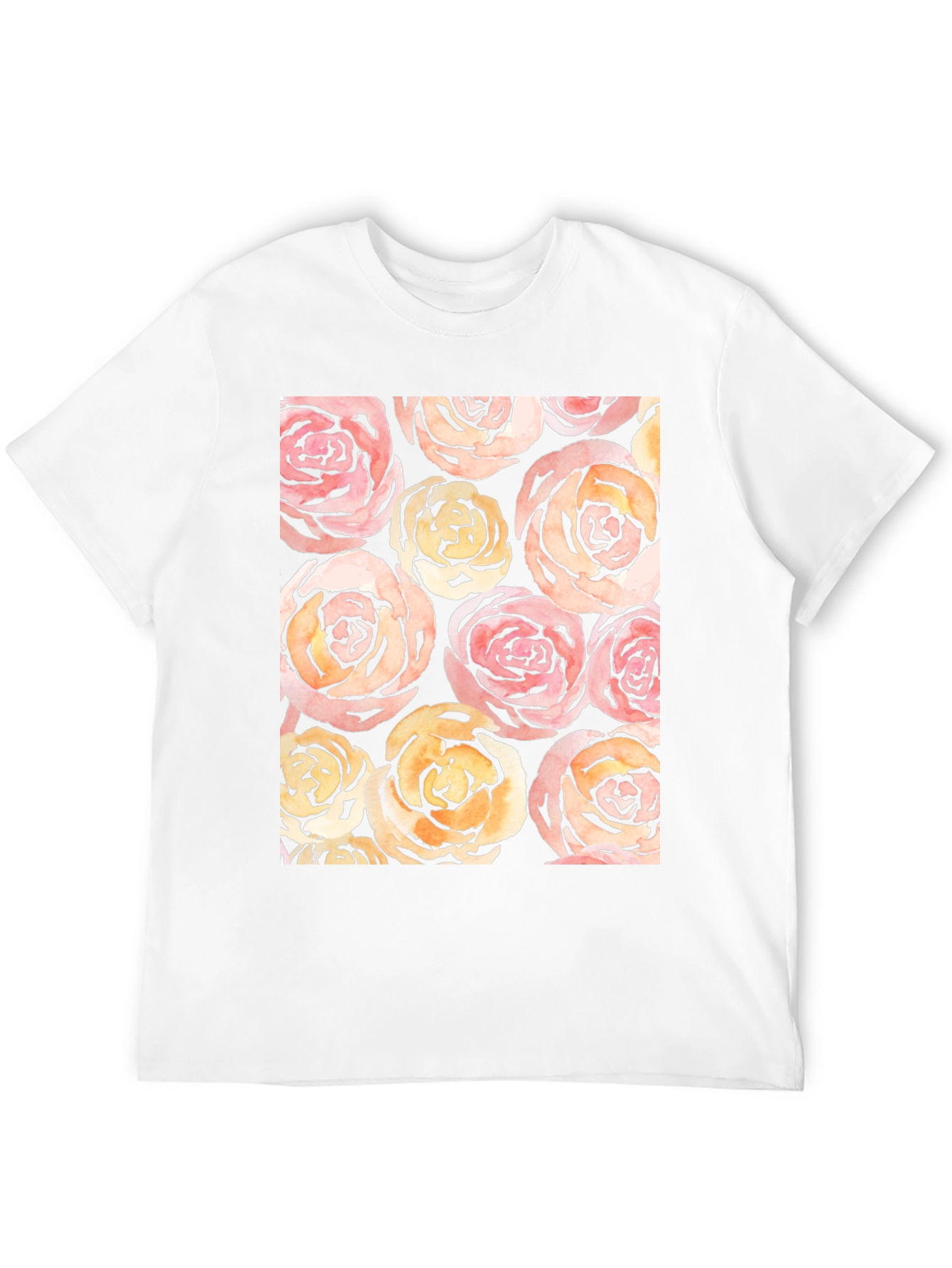 Floral Roses Print Black T-Shirt