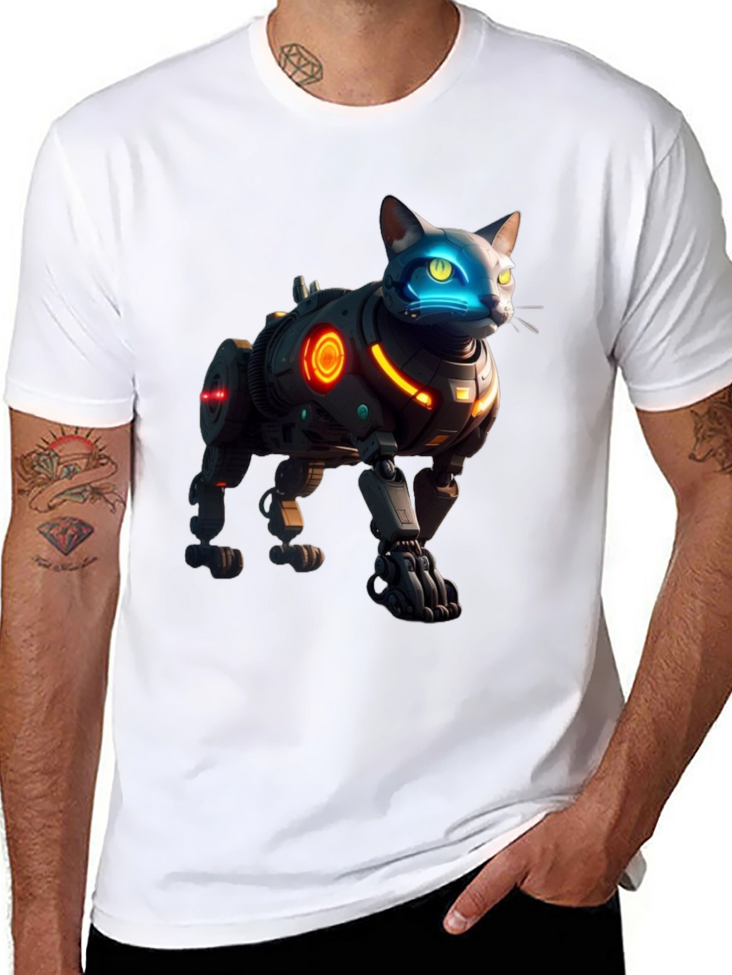 Cyberpunk Cat Robot T-Shirt