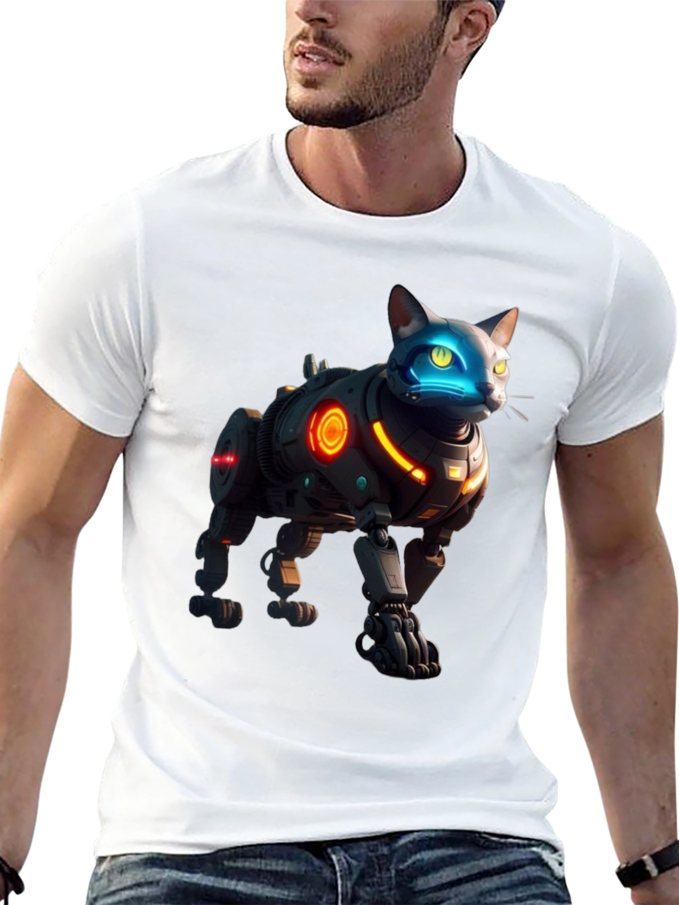 Cyberpunk Cat Robot T-Shirt
