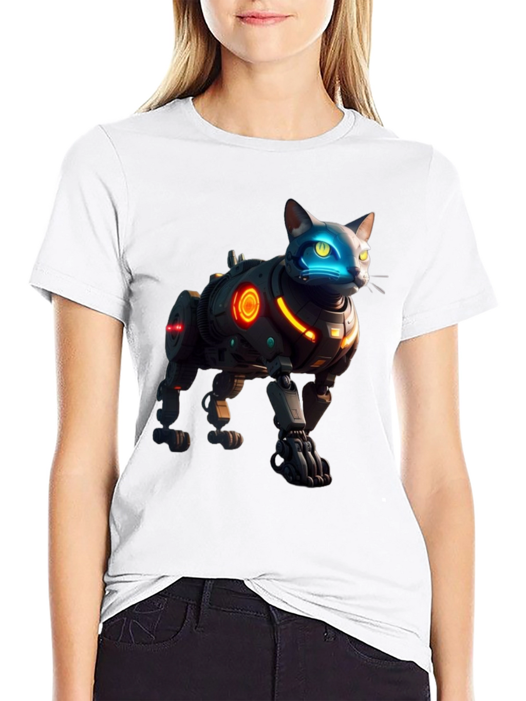 Cyberpunk Cat Robot T-Shirt
