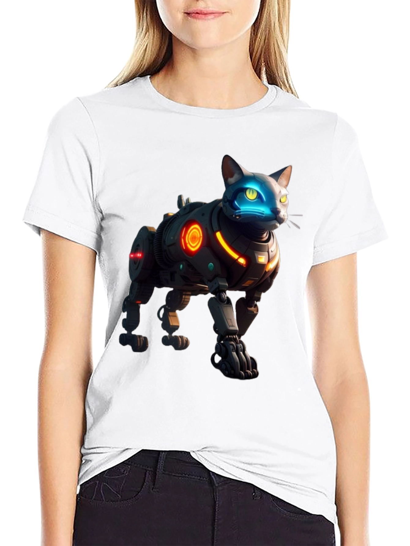 Cyberpunk Cat Robot T-Shirt