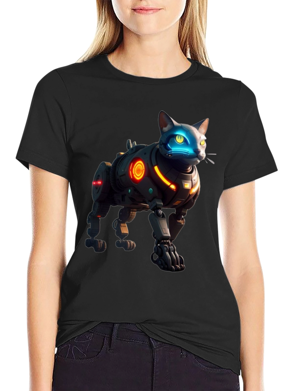 Cyberpunk Cat Robot T-Shirt