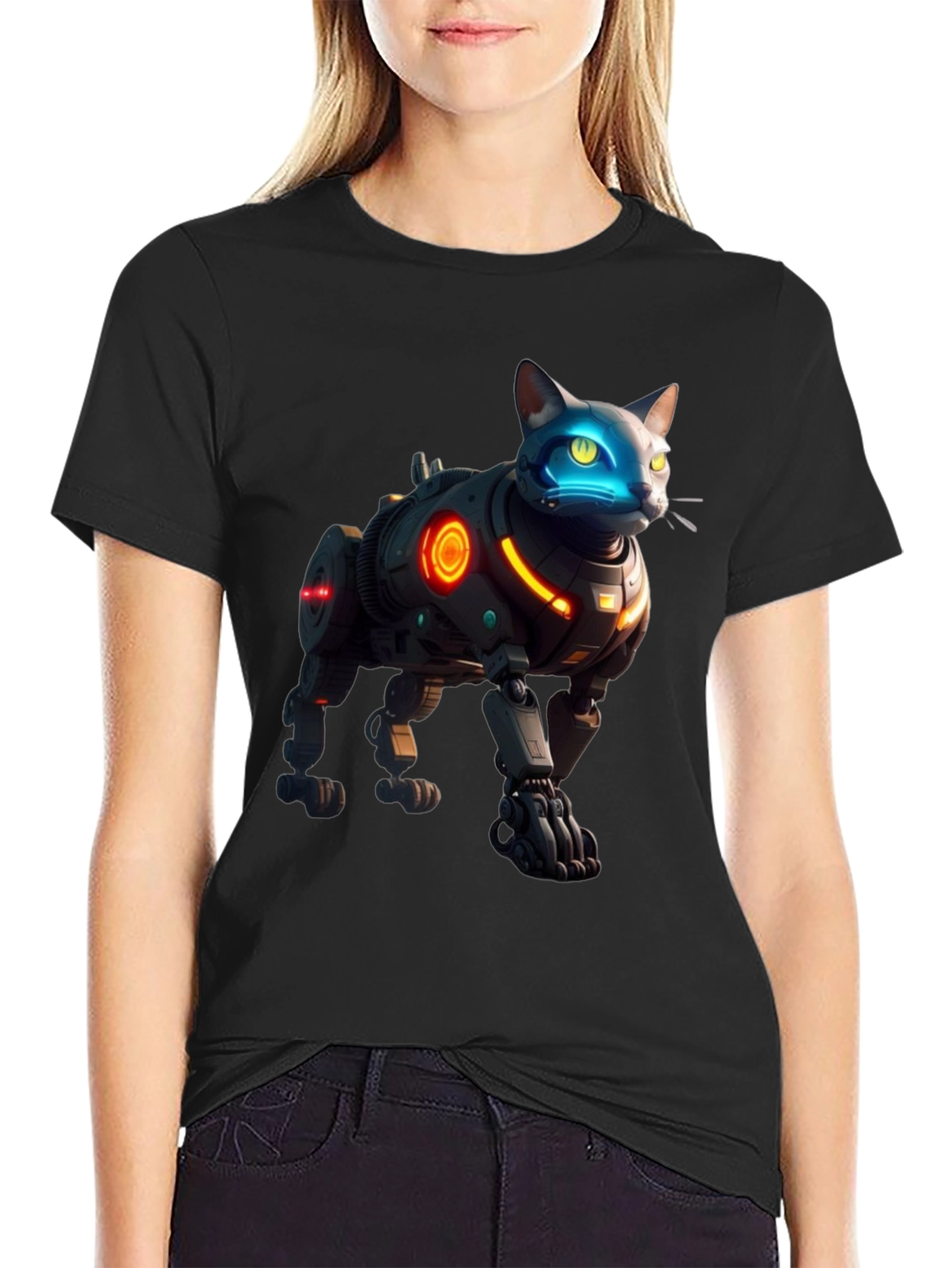 Cyberpunk Cat Robot T-Shirt