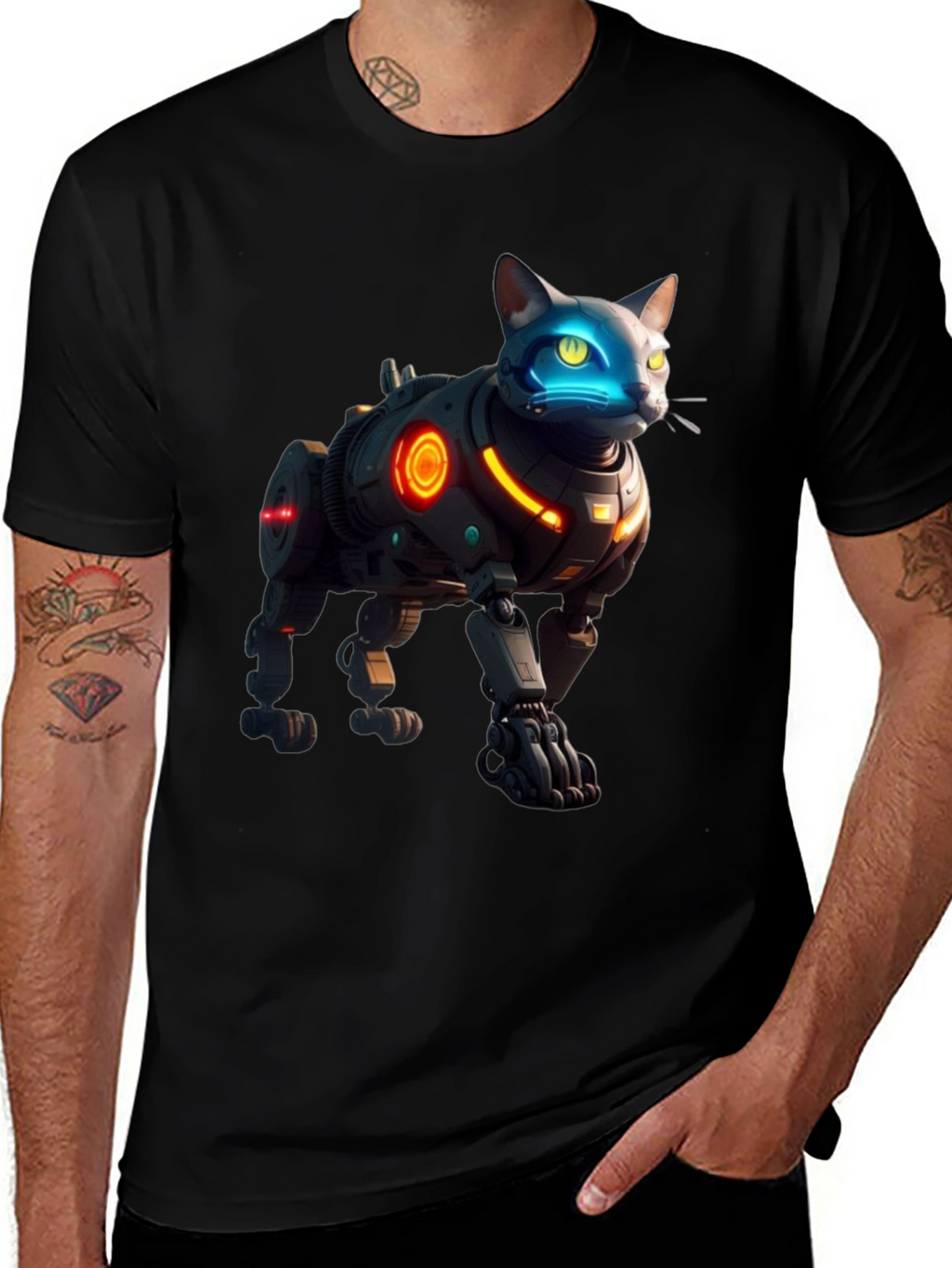 Cyberpunk Cat Robot T-Shirt