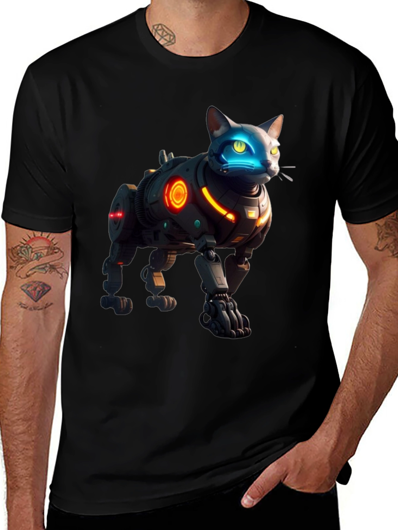 Cyberpunk Cat Robot T-Shirt